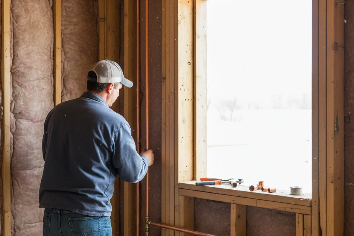 Licensed plumber running new copper supply lines in a Junction City home